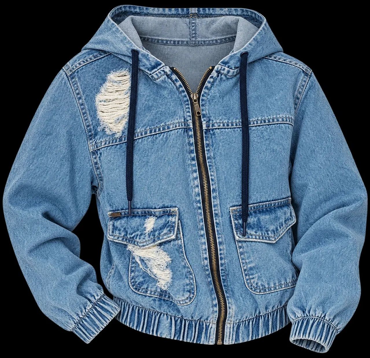 Jaqueta jeans destroyed (feminina)