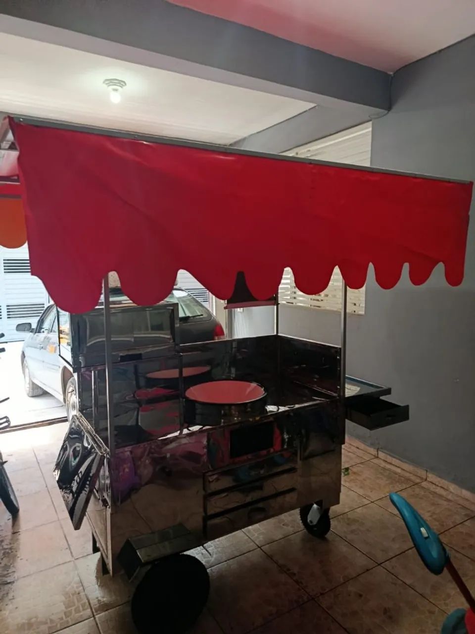 Carrinho de salgados com estufa a gás 