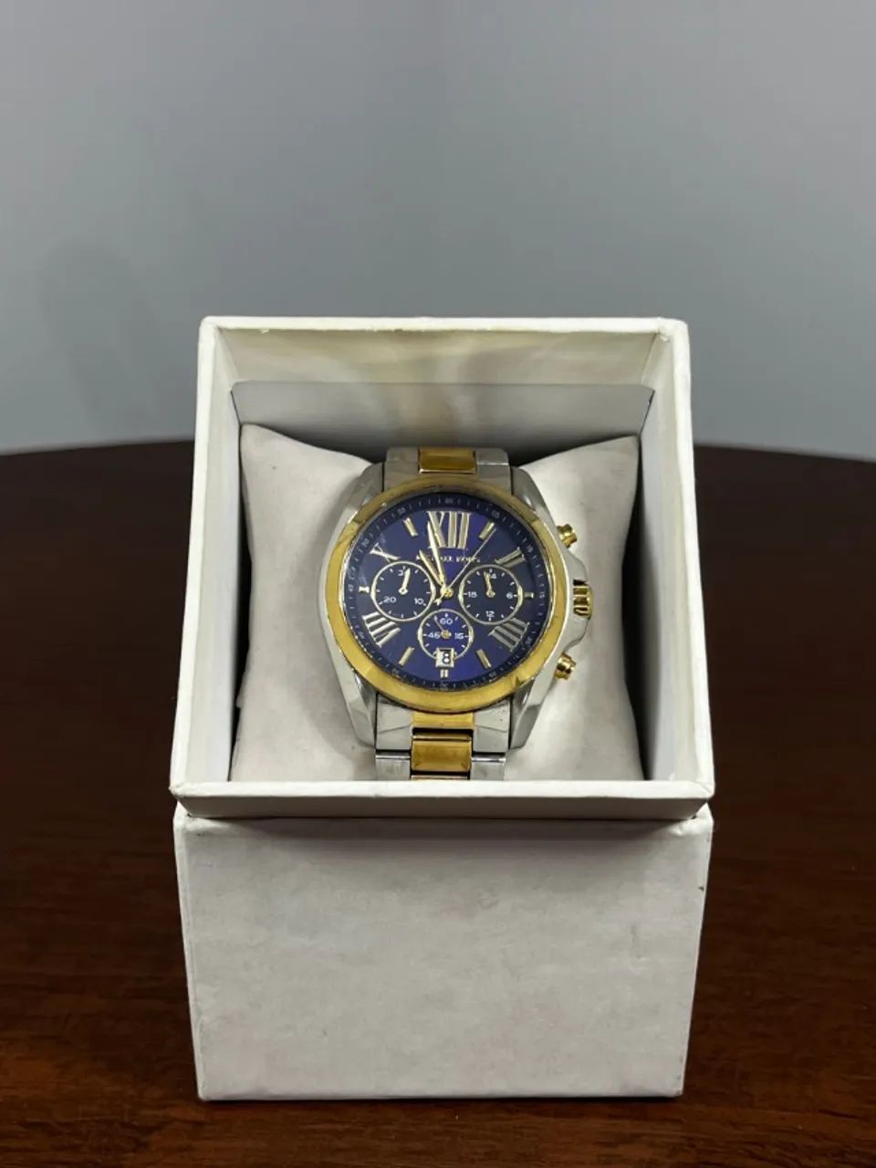 Relógio Michael Kors Cronógrafo Bicolor Azul Original