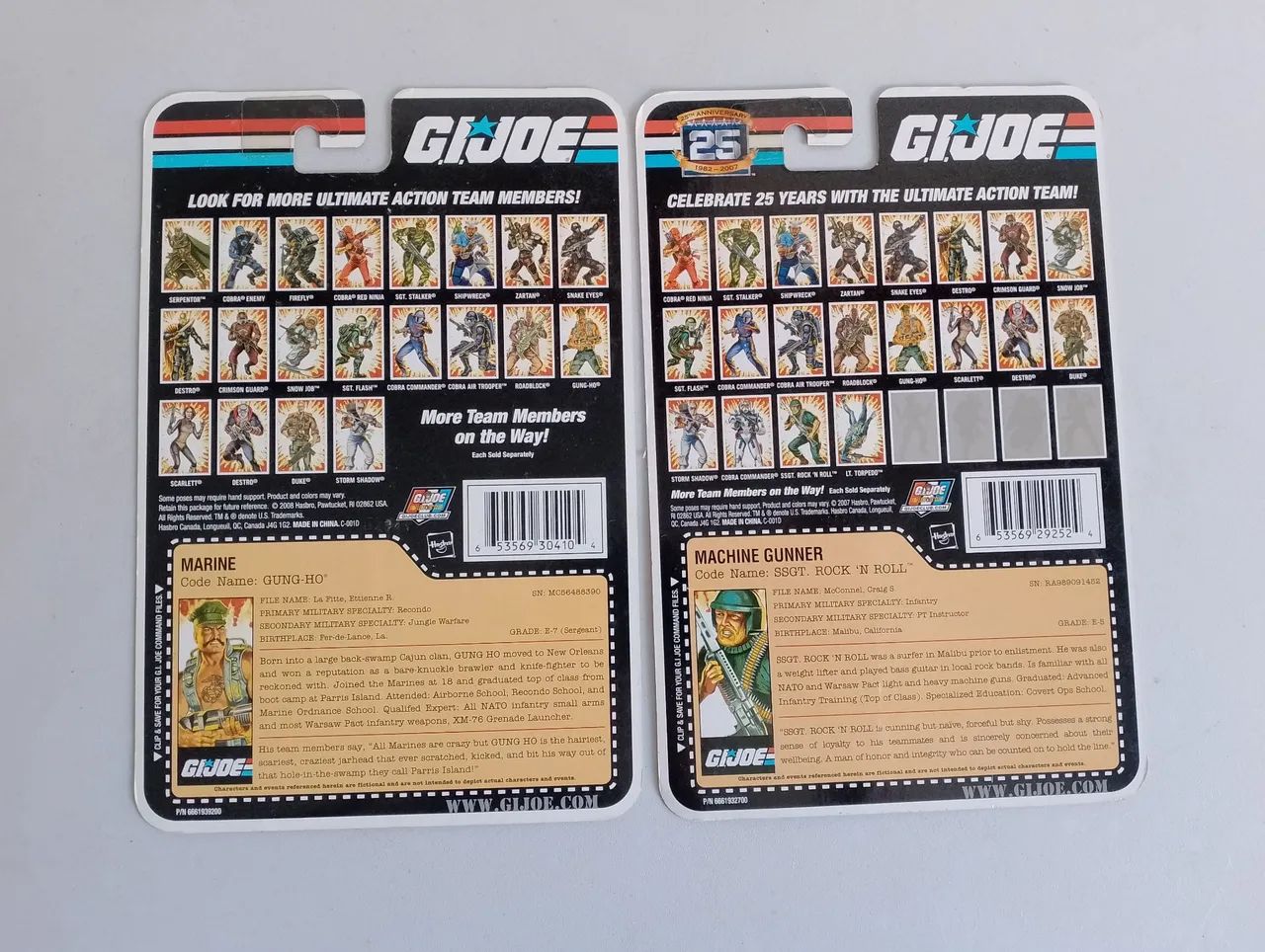 GI JOE 25th Lote de Filecards Originais HASBRO 