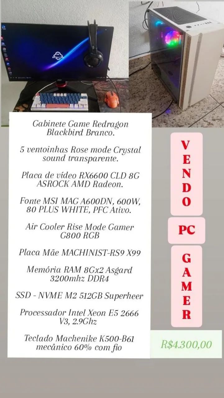 VENDO PC GAMER COMPLETO OU PEÇAS - Foto 3