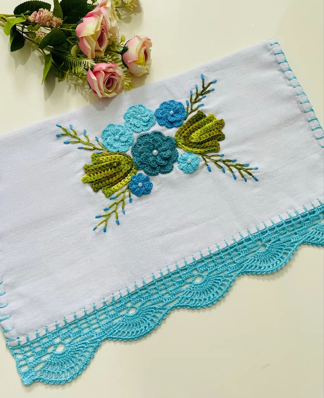 Pano de prato de crochê coleção jardim de flores  - Foto 2