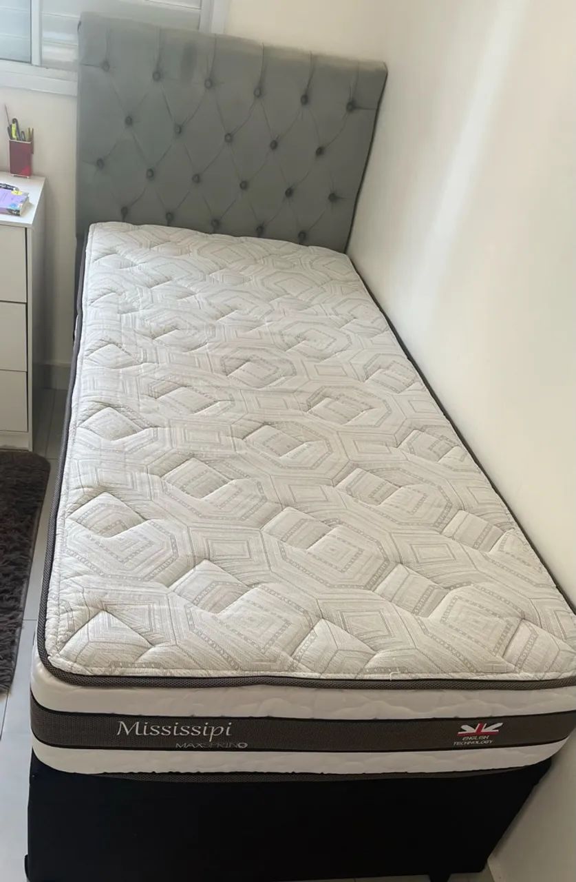 Cama Box Baú + Colchão + Cabeceira 