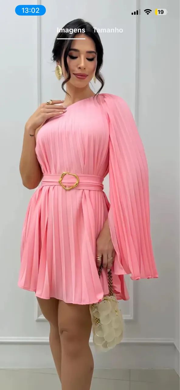 Vestido rosa plissado