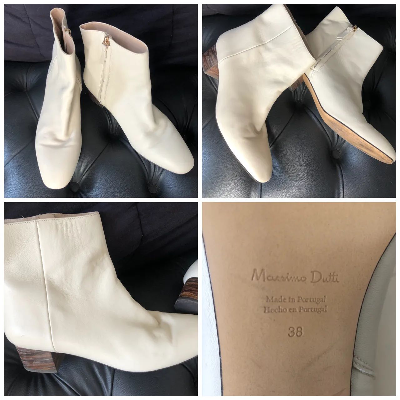 Bota cano médio off white Massimo Dutti