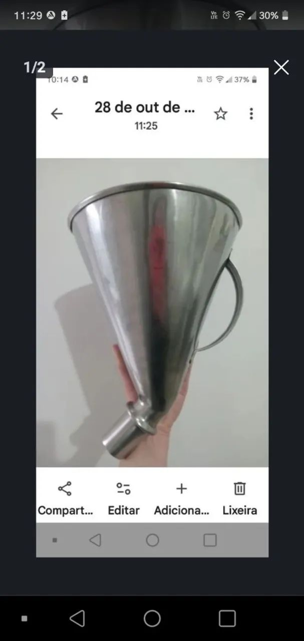 Funil industrial de aço inoxidável 304 grande com alça 