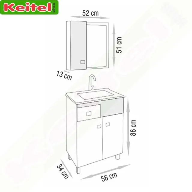 Conjunto Banheiro Pop 60 cm Branco Com Carvalho - Foto 2
