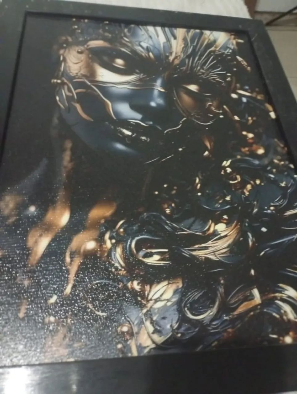  Quadro Decorativo Moderno - Arte Abstrata Luxo Preto e Dourado - Foto 2