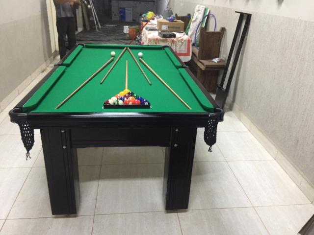 Mesa Madeira de Bilhar | Mesa Preta | Tecido Verde | Modelo: ZFNX6609 - Foto 2