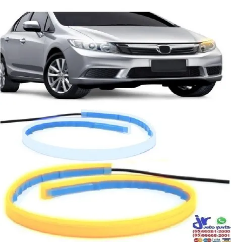 Fita de Led Drl Dual Color Universal 3000K 6000K 12V 6,8W 45cm Função Seta Sequencial