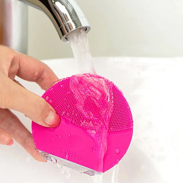 Escova Limpeza Facial Silicone USB Prova DÁgua 5 Níveis Rosa - Foto 3