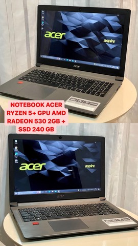 VENDO NOTEBOOK ACER RYZEN 5 + GPU RADEON 530 2 GB !