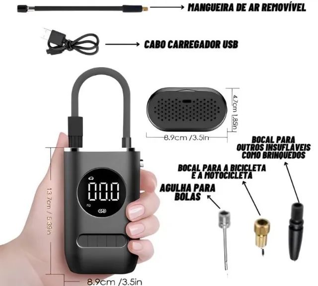  Compressor de Ar Portátil com Função Powerbank - Compacto e Versátil - Foto 4