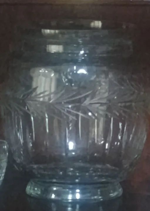 Poncheira de cristal Decorativo com Desenho de Folhas