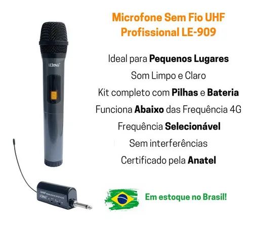 Microfone Sem Fio Profissional Digital Certificado Anatel - Foto 2