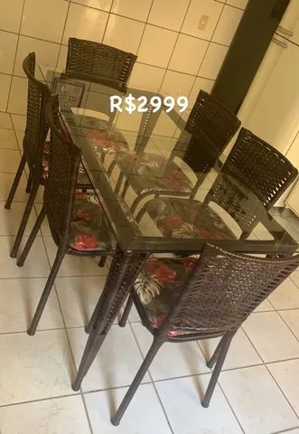 Mesa de Vime Com 06 Cadeiras Nova