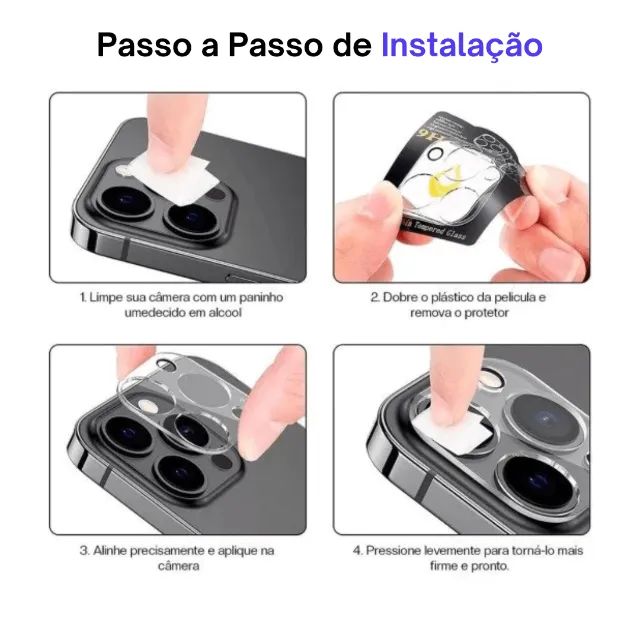 Película de Câmera Para iPhone 11,iPhone 12,iPhone 13,iPhone 14,15 e 16 Pro max  cod: 4350 - Foto 3