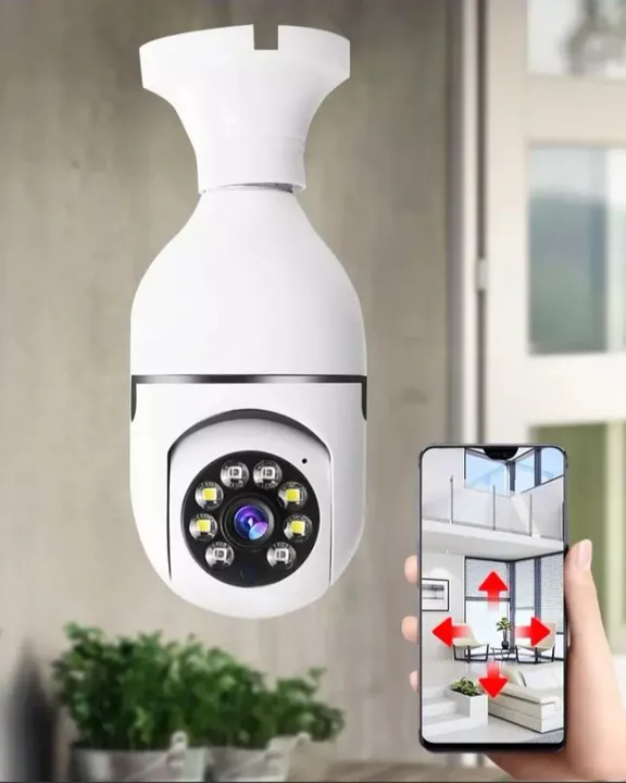 Câmera de Segurança Bulbo Home Panorâmica WiFi IP com App Yoosee e Cartões de Memória