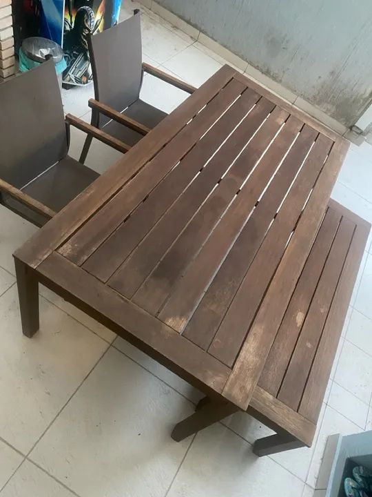 Conjunto de Mesa e Cadeiras de Madeira para Jardim Tok Stok - Foto 5