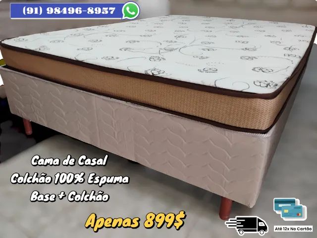CAMA DE CASAL COLCHÃO 100% ESPUMA 