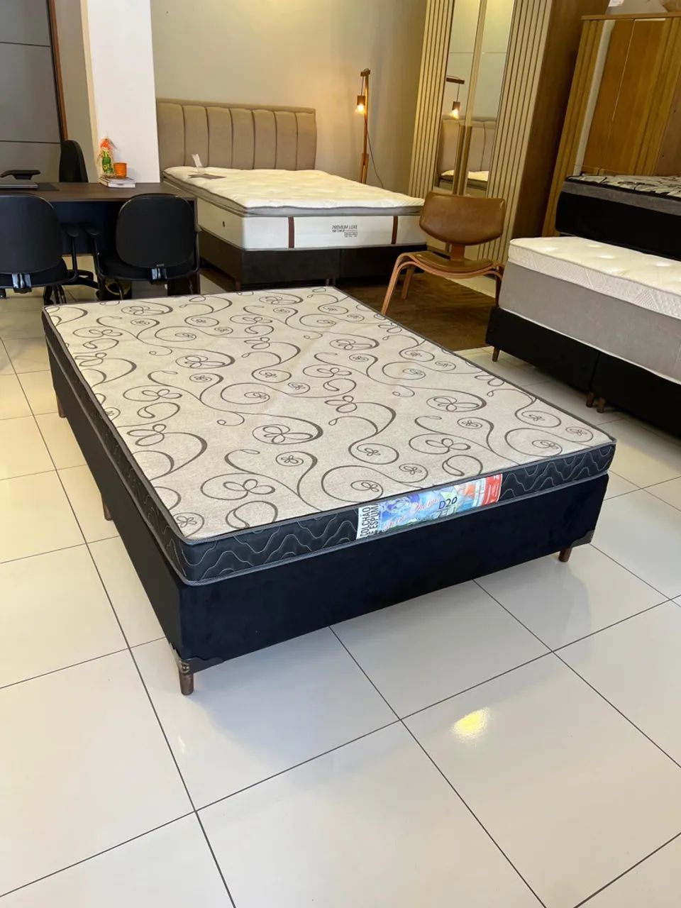 Cama Casal Base Box com colchão D20- ENTREGO  - Foto 3