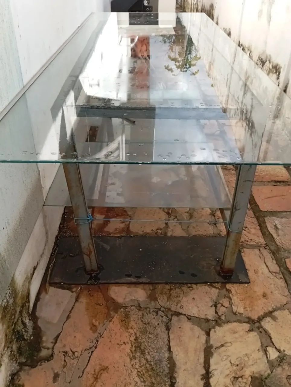 Mesa Tampo de Vidro Temperado Grande pés de ferro - Foto 2