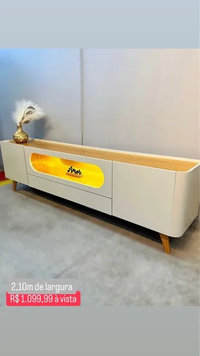 Rack Bancada Nobre Larg.2.10m TV até 70" com Led