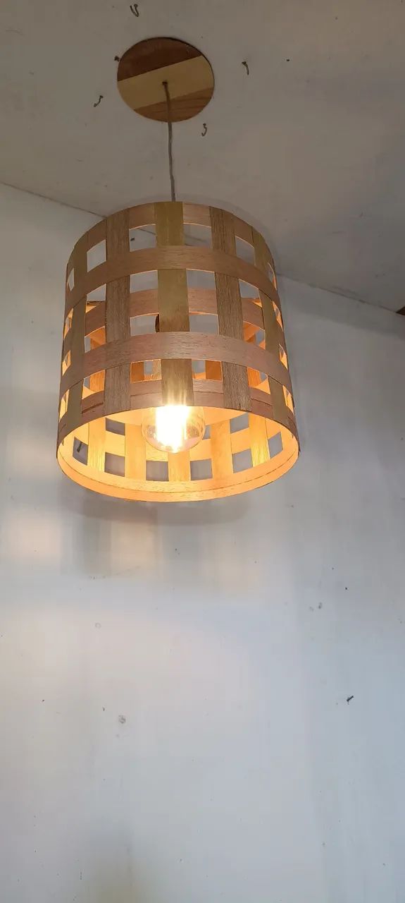 Luminária de Teto Artesanal em Madeira - Foto 6