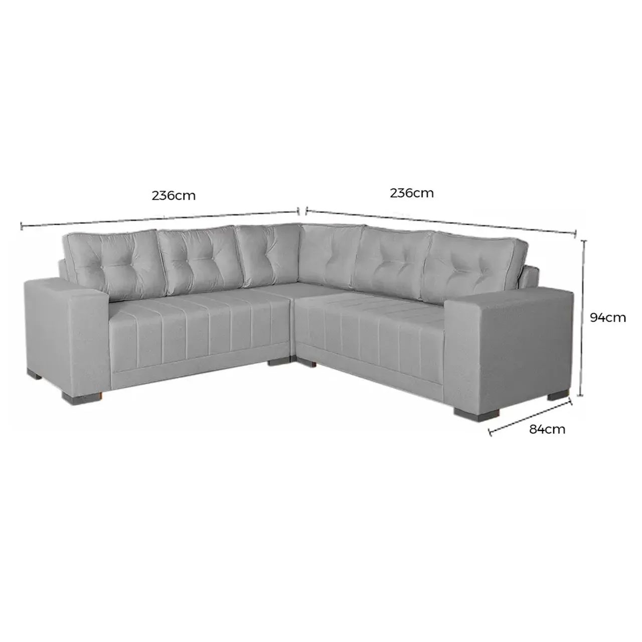 Sofá de Canto Bonfim 7 Lugares 236cm x 236cm Tecido Linho p54 - Foto 3