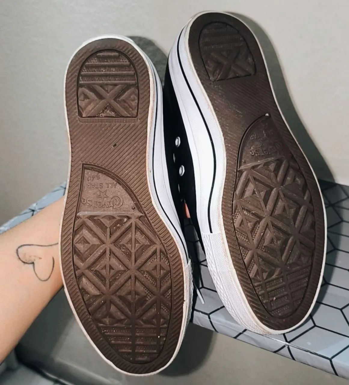 Tênis Converse All Star Couro Preto tam 35 - Foto 4