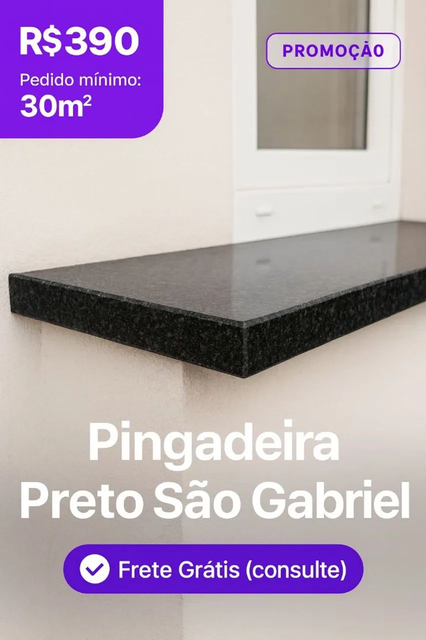 Pingadeiras | Granito Preto São Gabriel | a partir de R$ 390,00 m² - Promoção! (mín 30 m²)