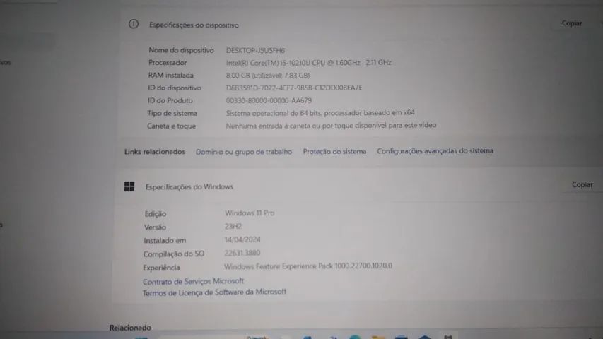 Notebook Aspire 5 A515-54 Core i5 1021U  Tel 15.P Ssd M2 256Gb Semi Novo na caixa c/ Nota - Foto 2