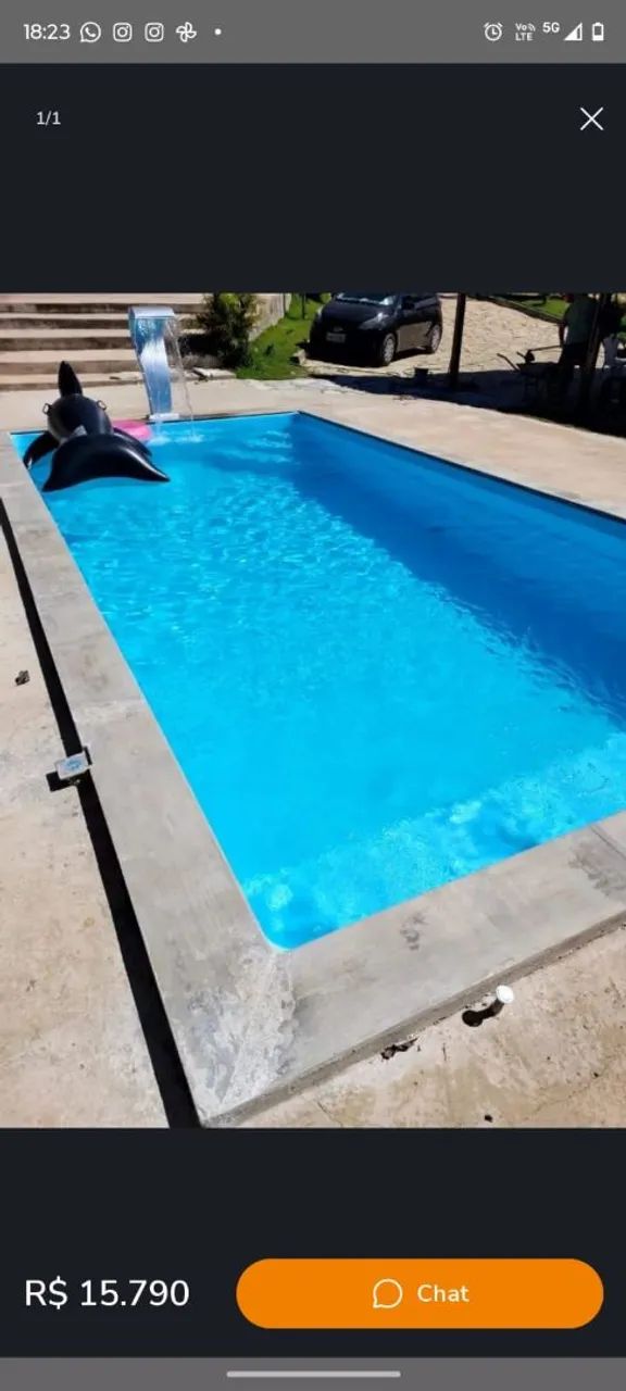 Piscina de fibra com garantia de 15 anos 8 mts