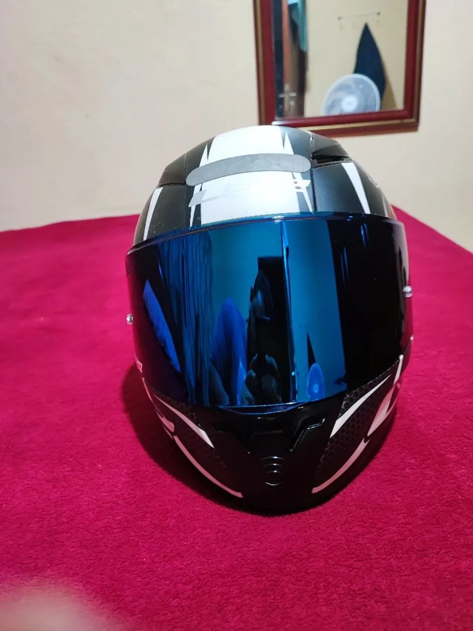 Capacete LS2 Alex Barros com viseira azul - Foto 4