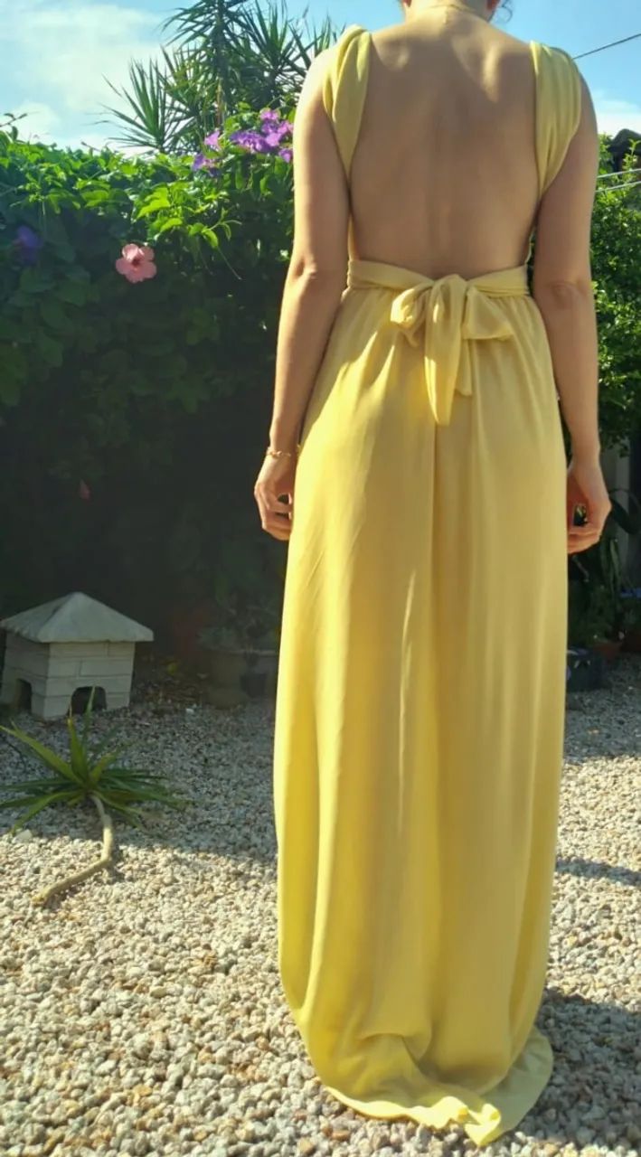 Vestido longo amarelo para madrinhas e eventos - Foto 2