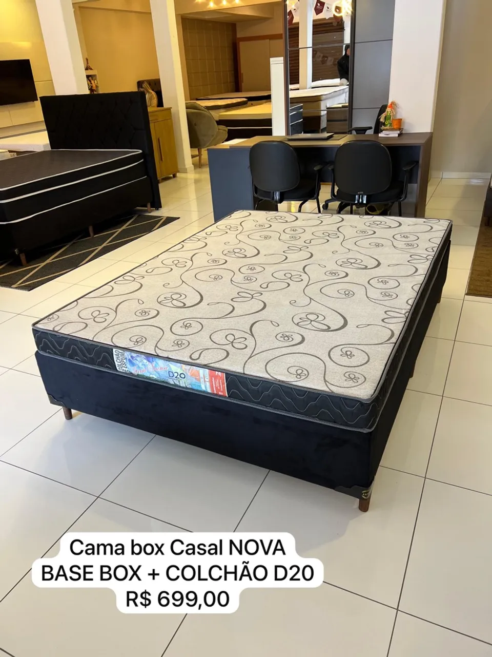 Cama Casal Base Box com colchão D20- ENTREGO