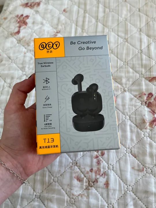 (NOVO) Fone De Ouvido Qcy T13 COMPLETO Com 4 Microfones E Bluetooth 5.1 Cor Preto - Foto 3