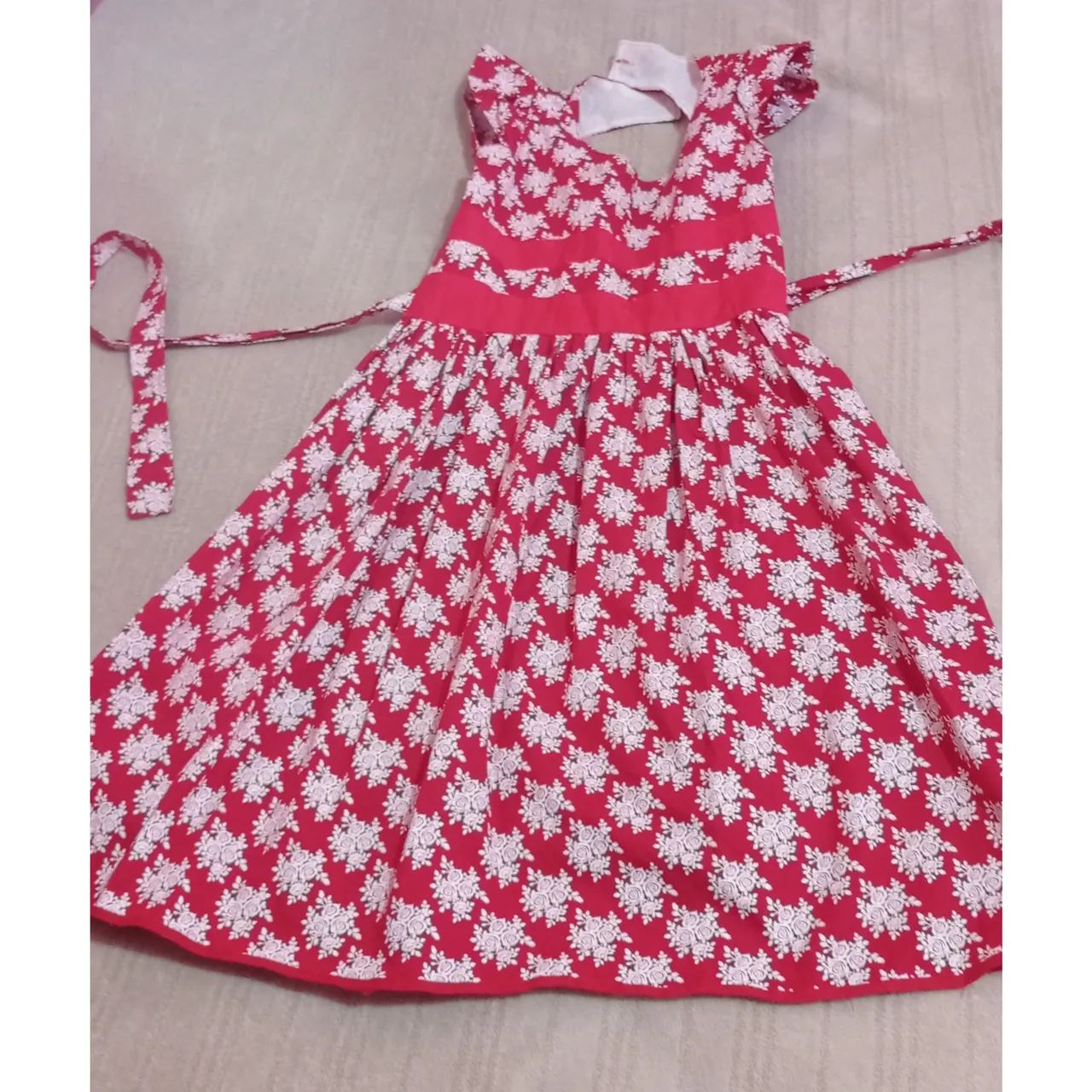 Vestido listrado infantil rosa e branco - Foto 4