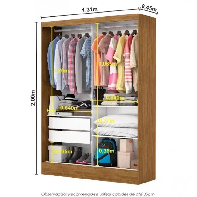  Guarda Roupa Belém Plus 2 Portas Correr + Espelho - Foto 3