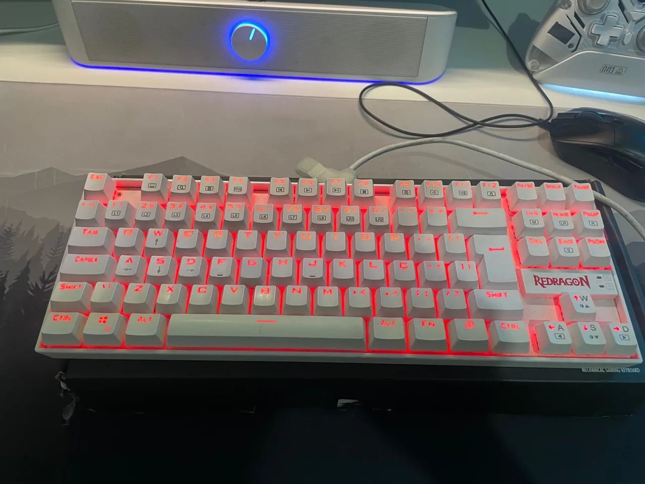 Teclado mecânico Switch Red, Redragon Kumara Lunar white 