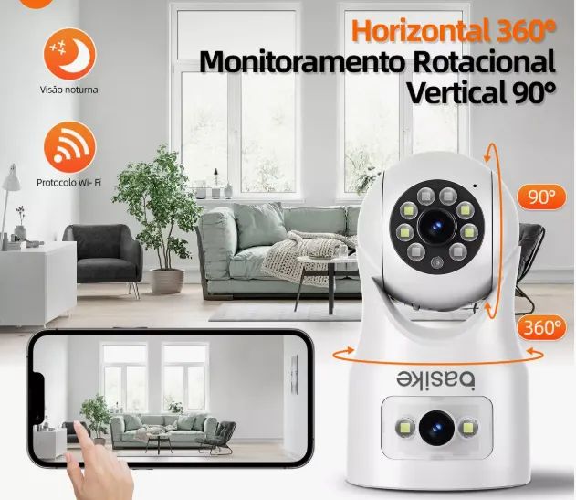 Câmera Wi-Fi Inteligênte Lente Dupla Visão Noturna e Intercomunicador  - Foto 3