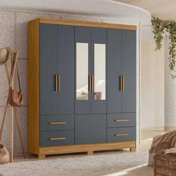 Guarda Roupa Casal 7 Portas 4 Gavetas com Espelho Londres (FAZEMOS ENTREGAS DF E ENTORNO)
