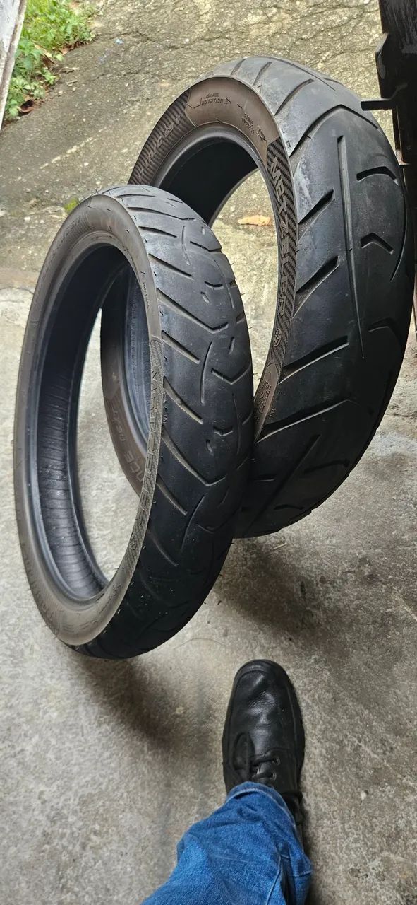 Pneus METZELER 15/70-17 e 100/90-19 para moto Tiger 900 com meia vida - Foto 3