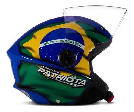 Capacete Aberto Pro Tork New Liberty Three Patriota(Bandeira do Brasil) Azul - Foto 3