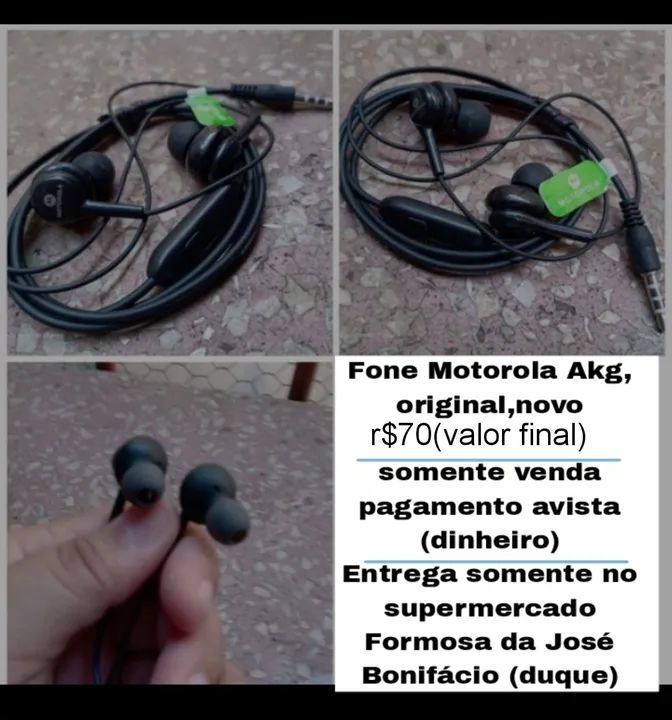 Fone Motorola AKG Original,Novo,r$70(valor final)/leia o anúncio 
