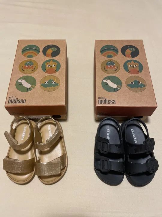 Sandálias Mini Melissa Infantil - Dourado e Preto