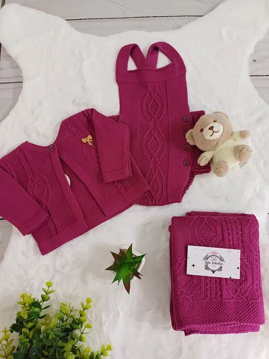 Saída maternidade manta romper casaco tricot bebe baby menina 