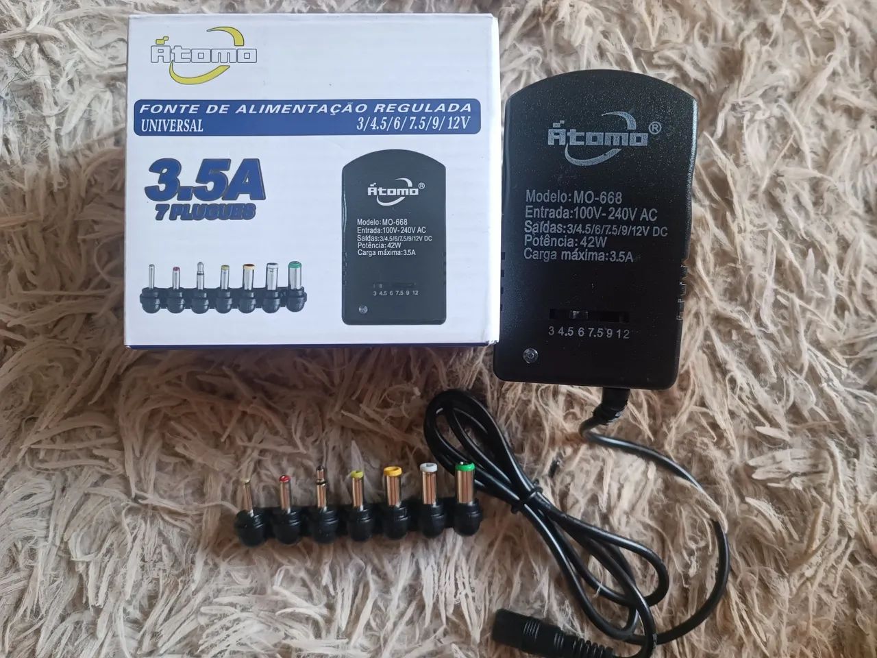 Carregador Universal 3.5A, 7 Plugues, 3V - 12V