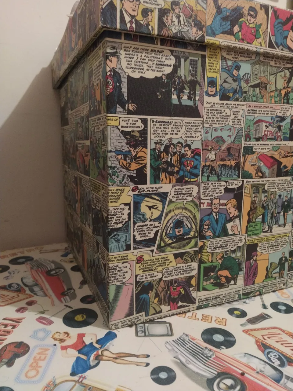 Caixa Decorativa Vintage Quadrinhos Superman Batman