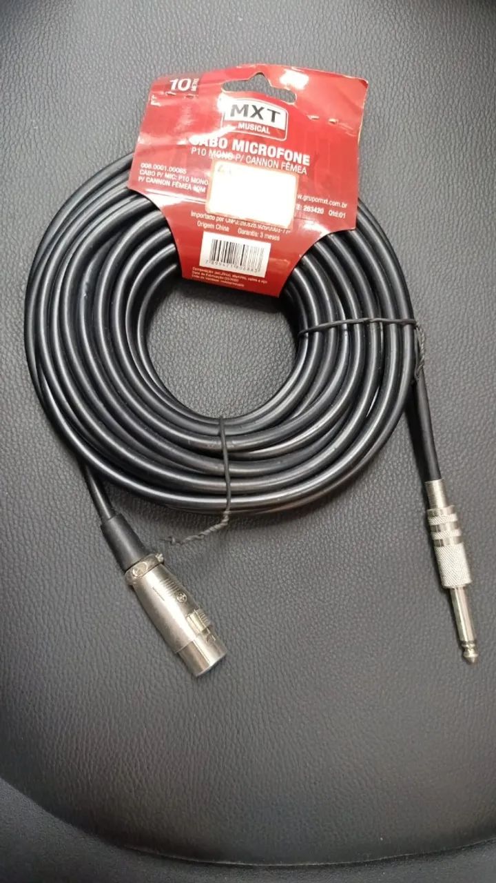 cabo p/ microfone 10 metros p10 / xlr femea mxt - Foto 2